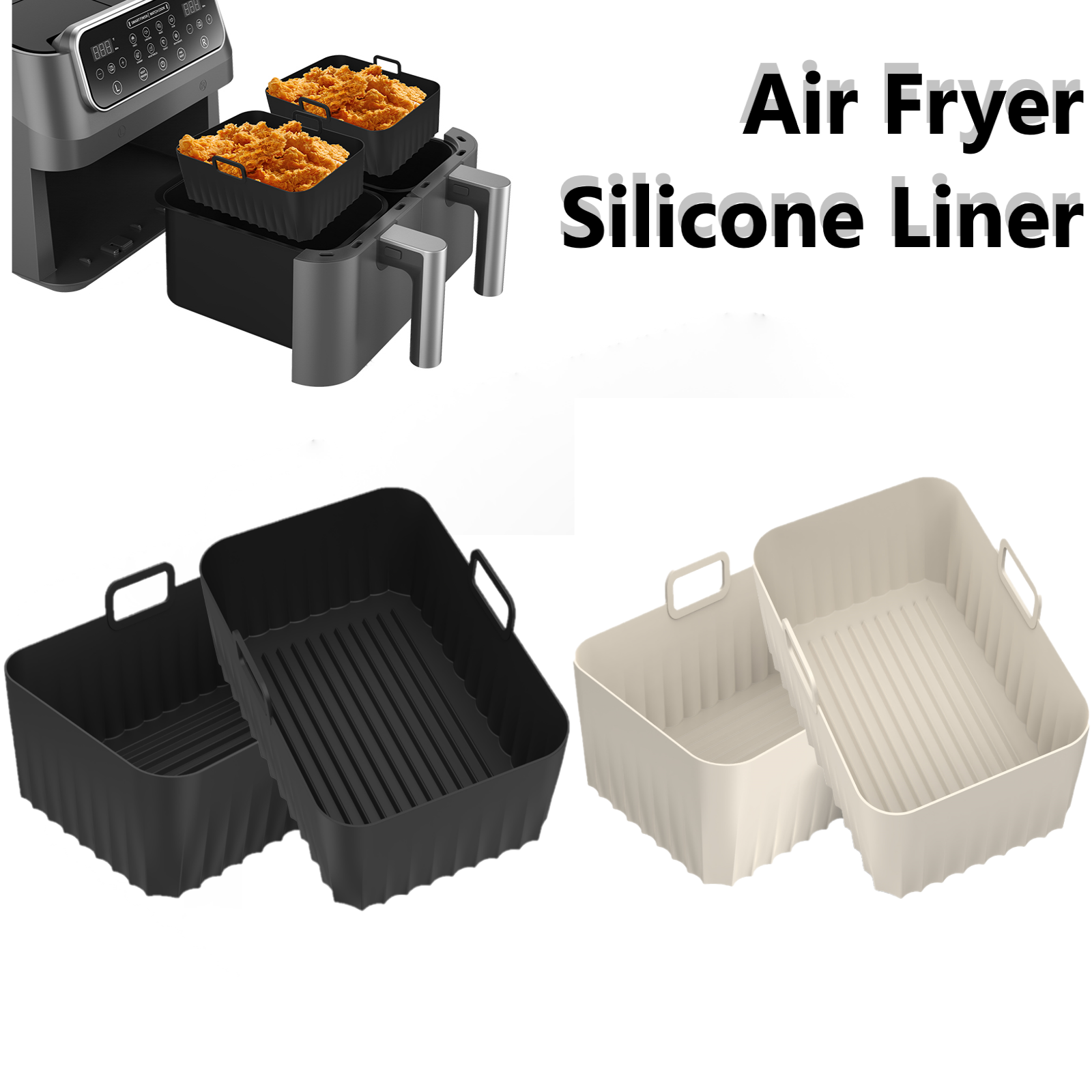 Kitchen Baking Pans - 2Pcs Air Fryer Silicone Pot Air