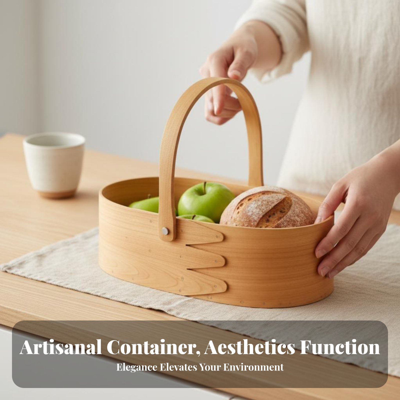Baking Kitchen Set - Handled Wood Chip Container Japanese Carry-Type