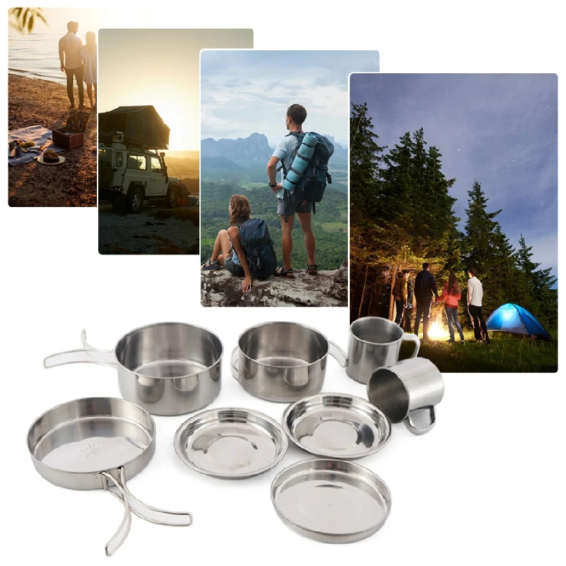8pcs/Set Camping Cookware Mess - Kitchen Baking Pan Set 리뷰 및 가격