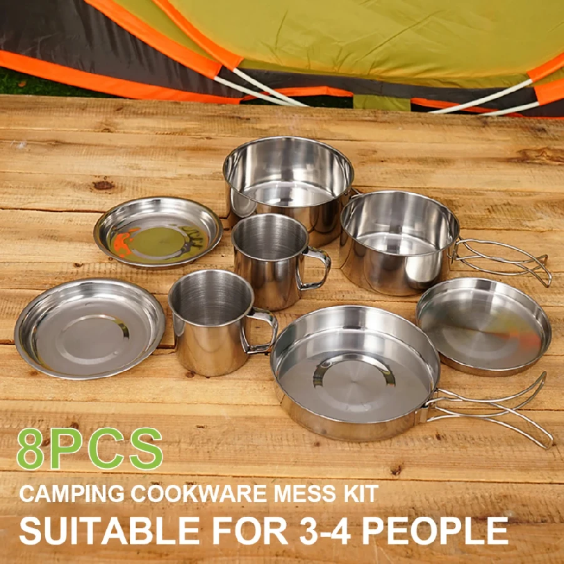 8pcs/Set Camping Cookware Mess - Kitchen Baking Pan Set 리뷰 및 가격