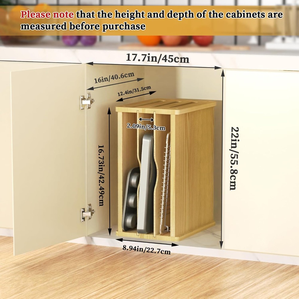 Wooden Cabinet Tray Dividers,  - Kitchen Cabinet Baking Sheet Organizer 리뷰 및 가격