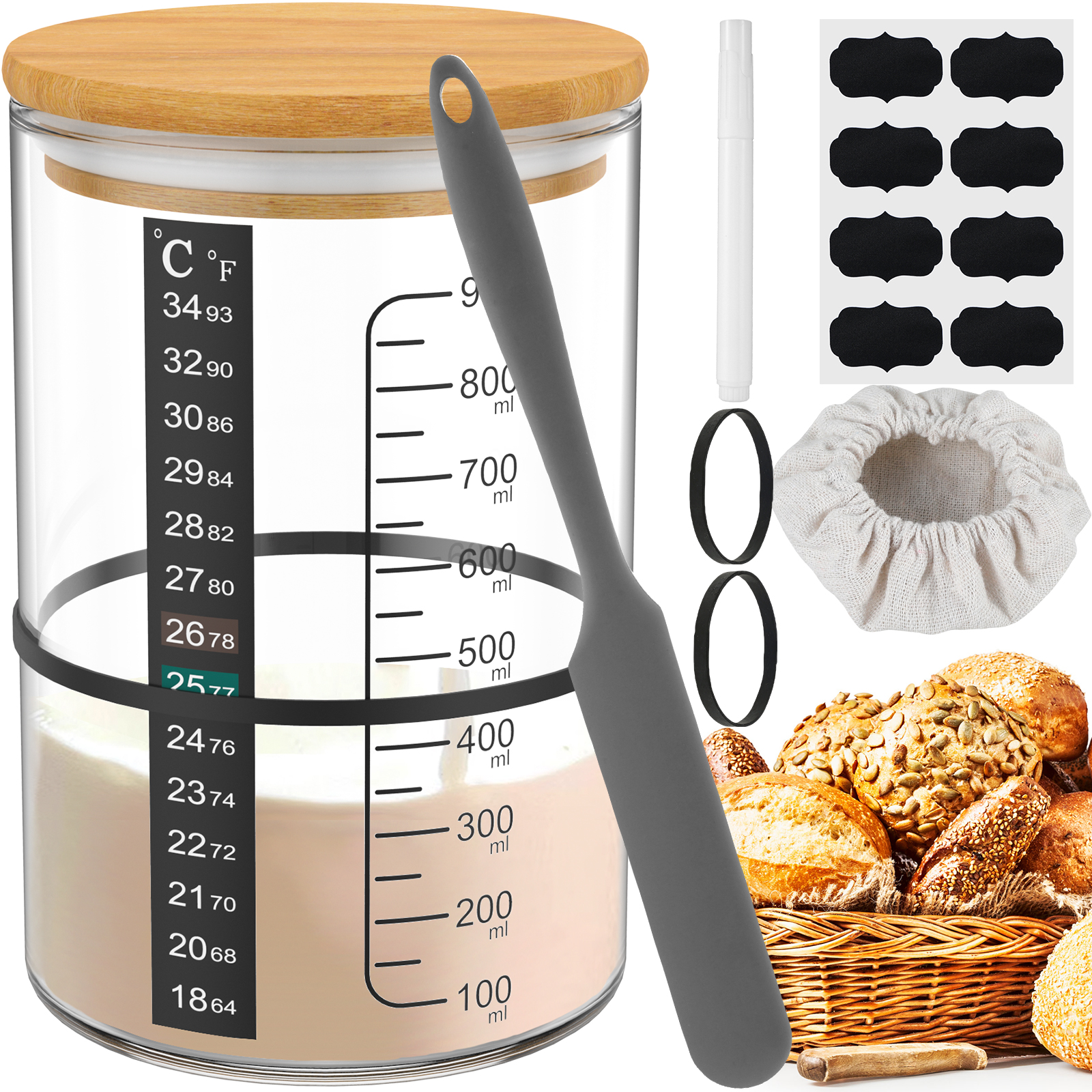 Sourdough Starter Jar Kit Sour - Kitchen Baking Containers 리뷰 및 가격