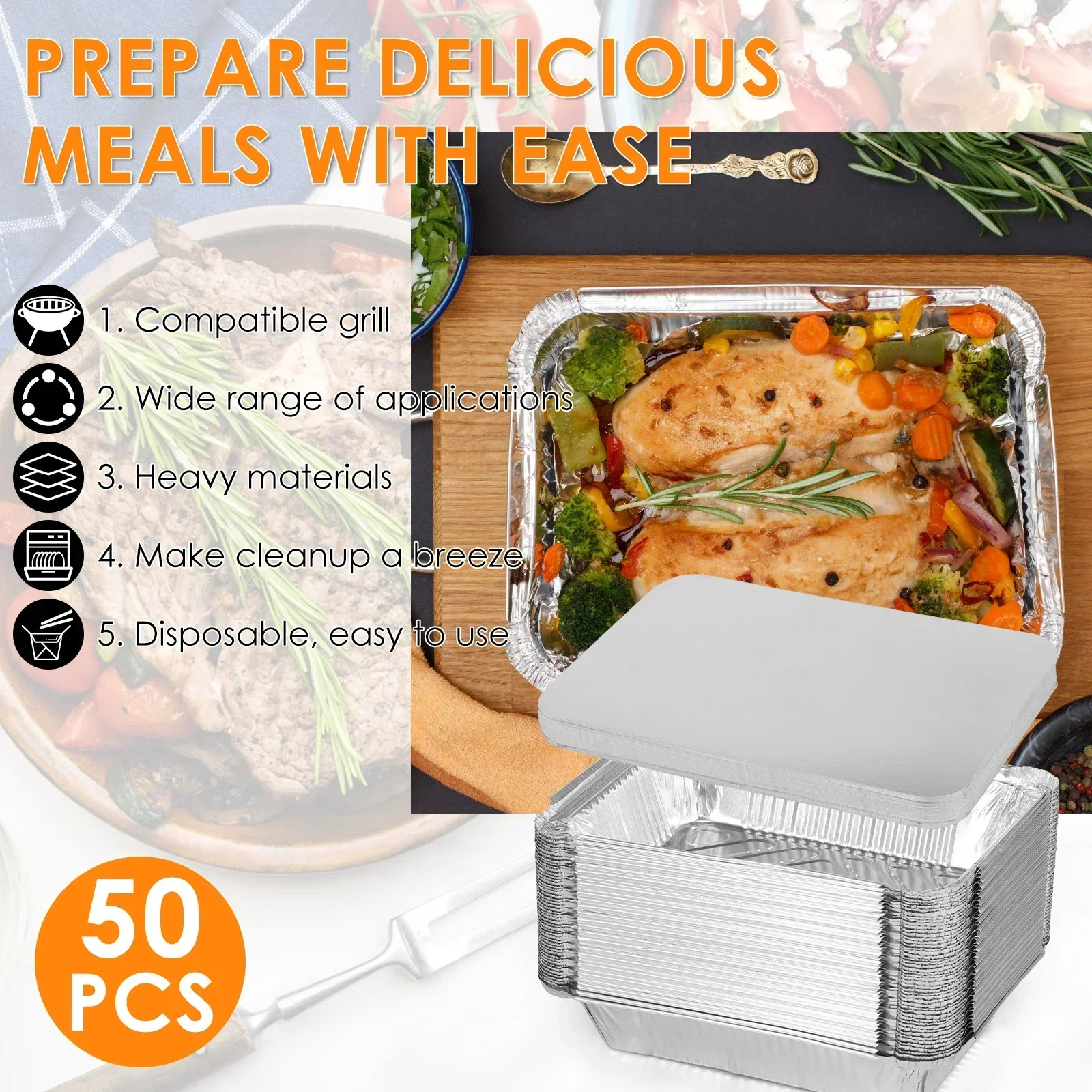 50/100pcs Aluminum Foil Trays  - Kitchen Baking Pan Set 리뷰 및 가격