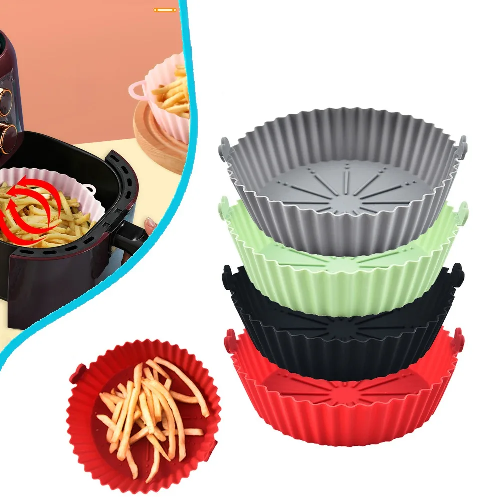 Round Air Fryer Silicone Pot - - Kitchen Essentials Baking Tray 리뷰 및 가격