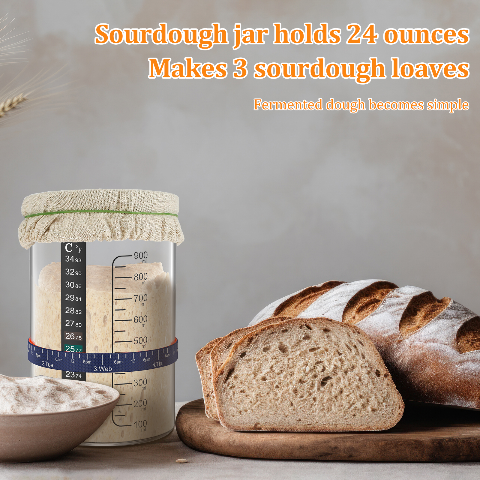 Sourdough Starter Jar Kit 900m - Kitchen Baking Containers 리뷰 및 가격