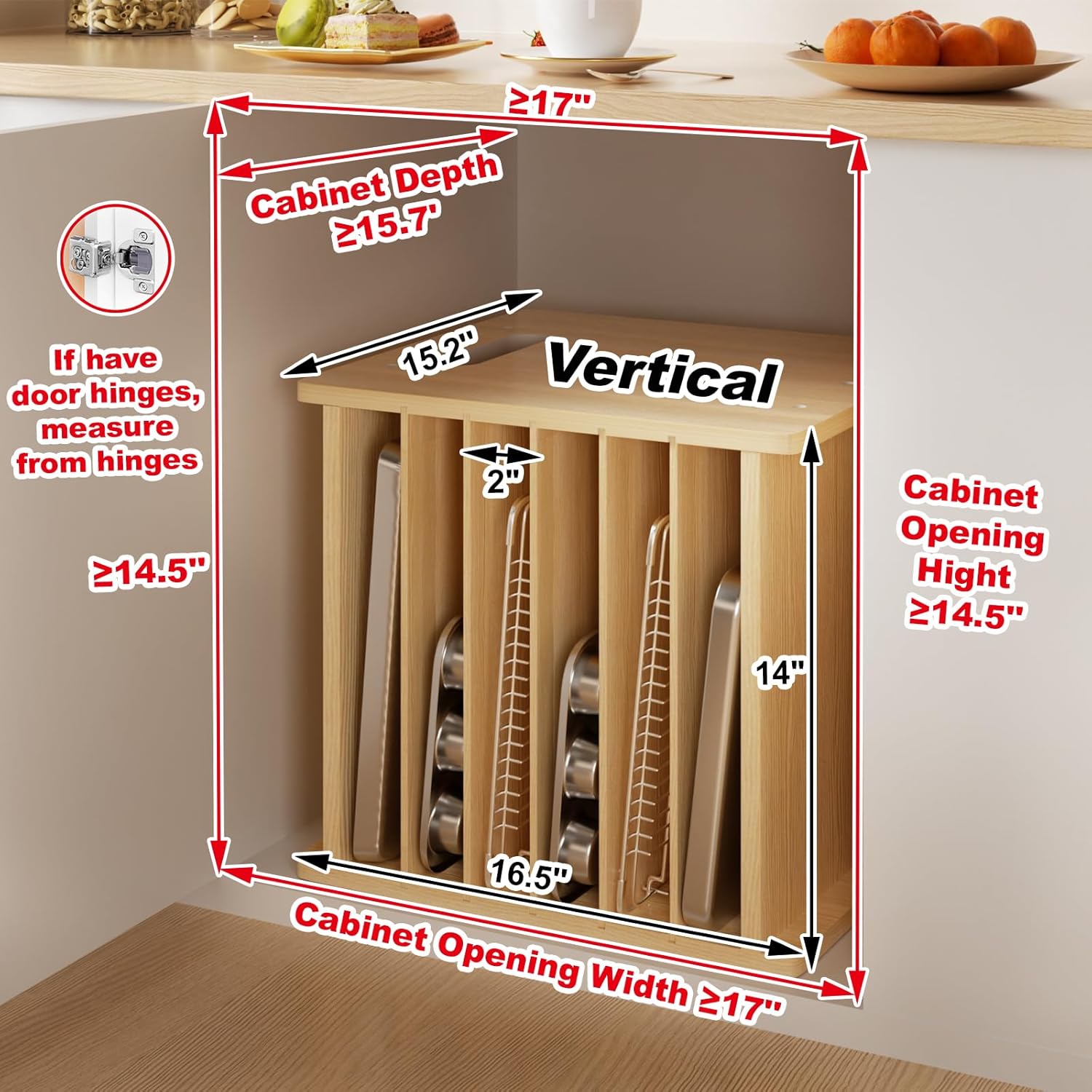 7 Tier Wooden Tray Dividers fo - Kitchen Cabinet Baking Sheet Organizer 리뷰 및 가격