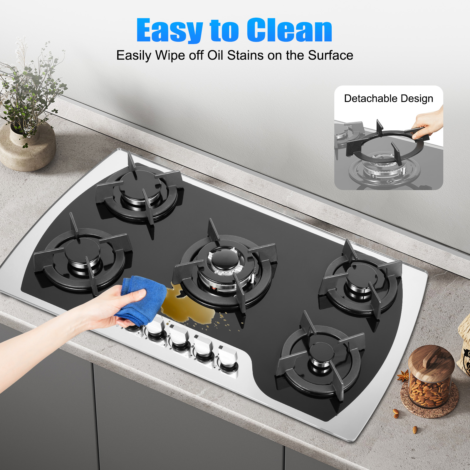 5 Burners Gas Stovetop Gas Sto - Baking Kitchen Set 리뷰 및 가격
