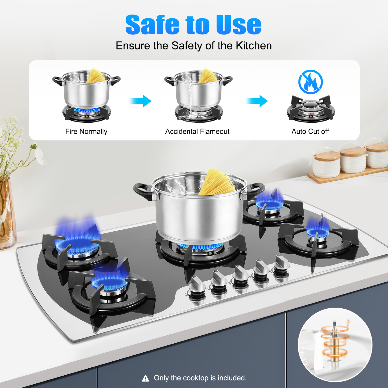 5 Burners Gas Stovetop Gas Sto - Baking Kitchen Set 리뷰 및 가격