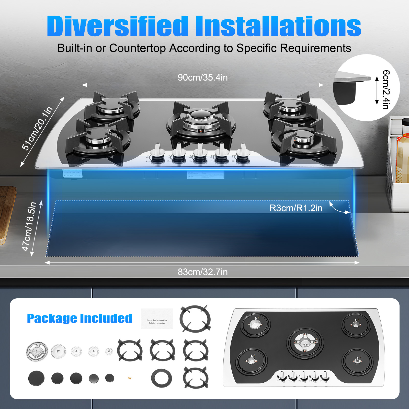 5 Burners Gas Stovetop Gas Sto - Baking Kitchen Set 리뷰 및 가격
