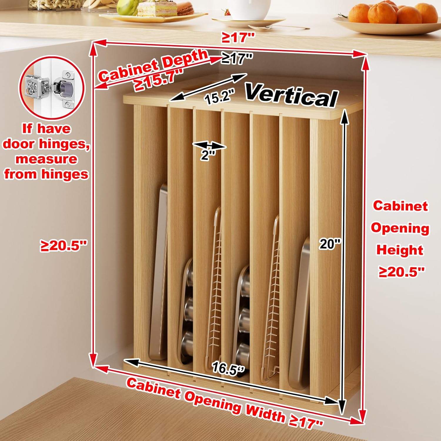 7 Tier Wooden Tray Dividers Ca - Kitchen Cabinet Baking Sheet Organizer 리뷰 및 가격