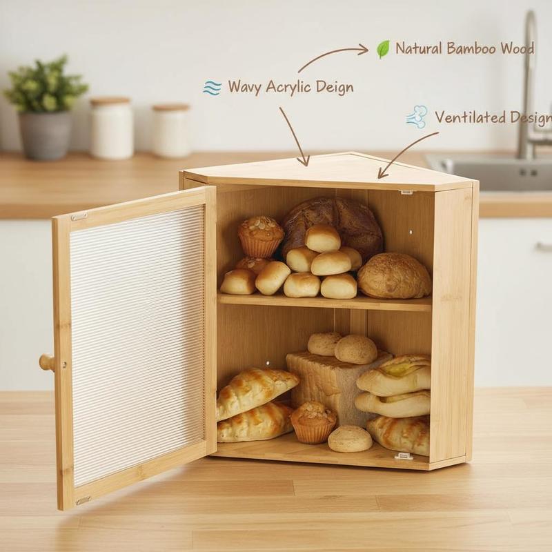 Corner Bread Box for Kitchen C - Kitchen Baking Containers 리뷰 및 가격