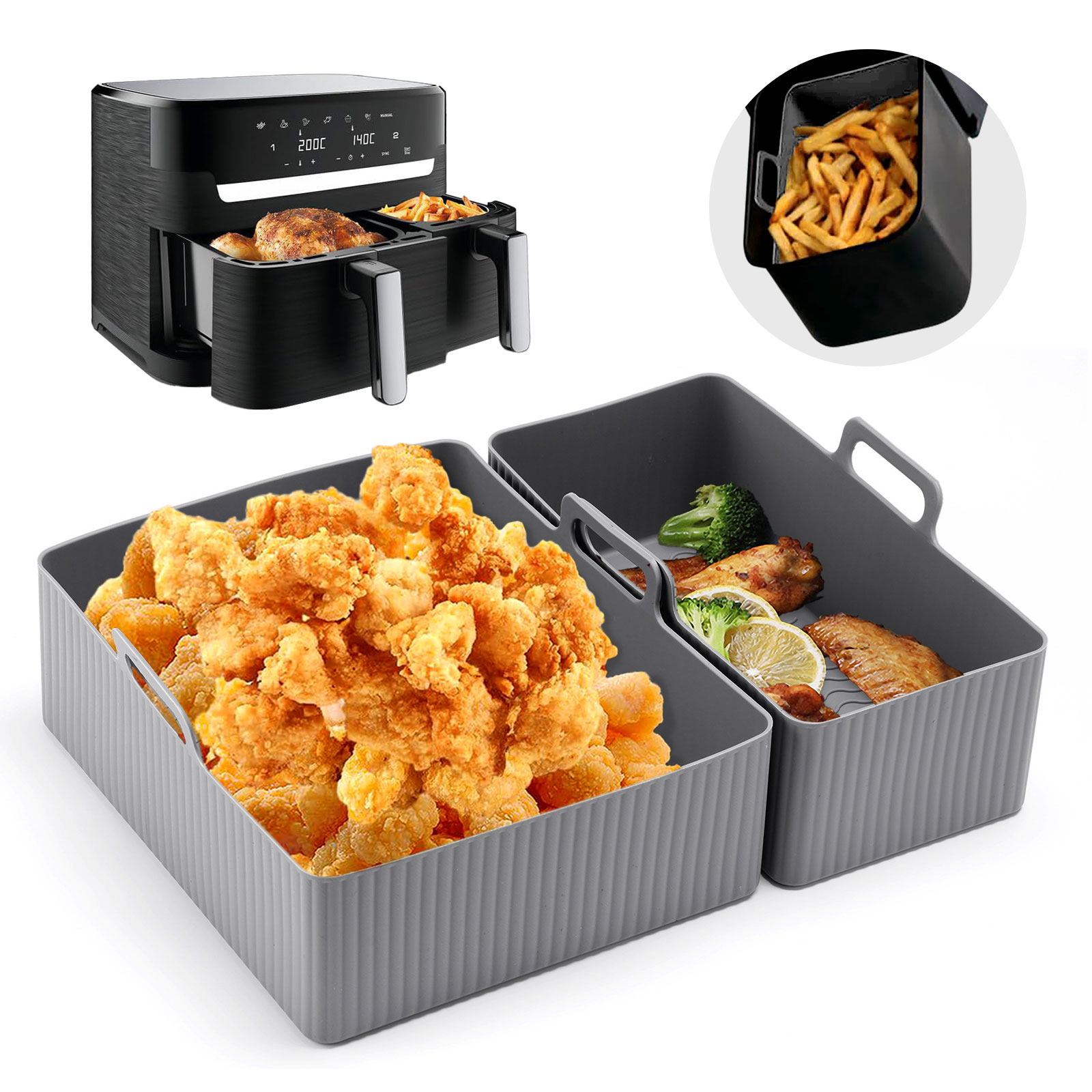 2pcs Set Silicone Air Fryer Ma - Kitchen Baking Pan Set 리뷰 및 가격