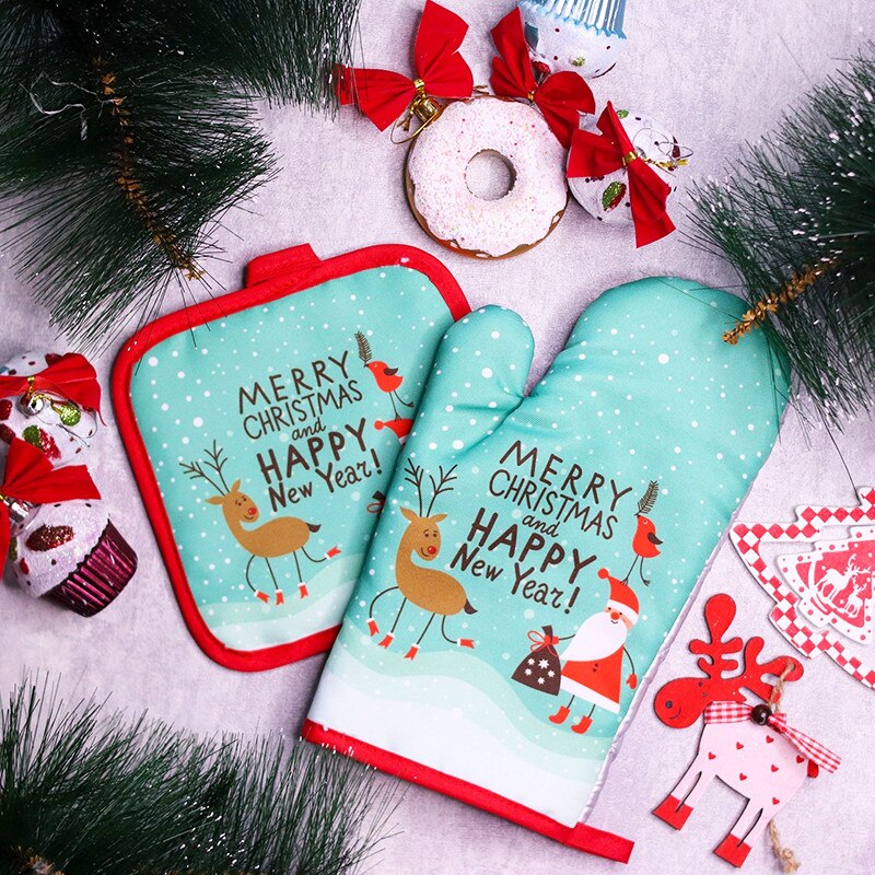 2pcs/set Christmas Oven Mitts  - Kitchen Baking Gloves 리뷰 및 가격