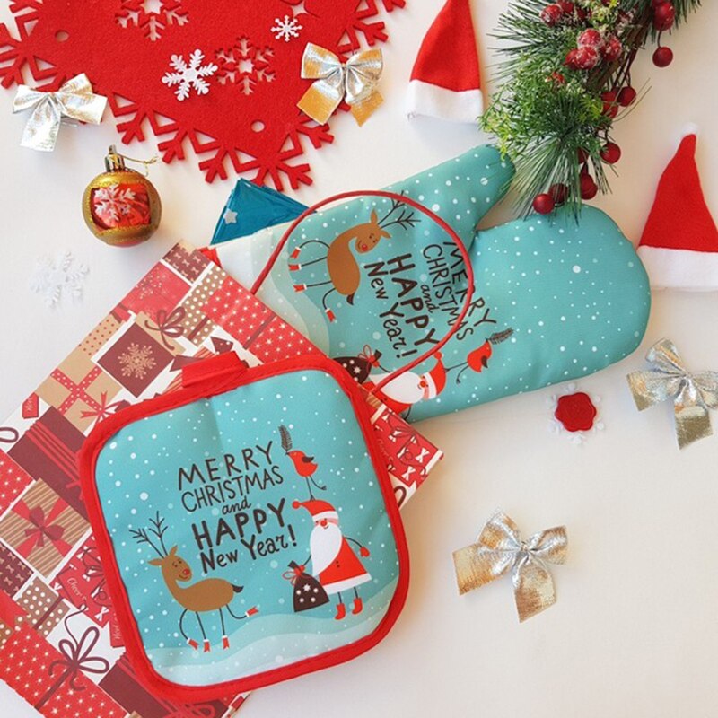 2pcs/set Christmas Oven Mitts  - Kitchen Baking Gloves 리뷰 및 가격