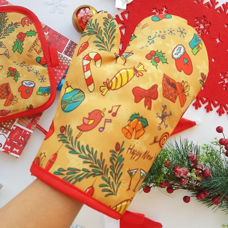 2pcs/set Christmas Oven Mitts  - Kitchen Baking Gloves 리뷰 및 가격