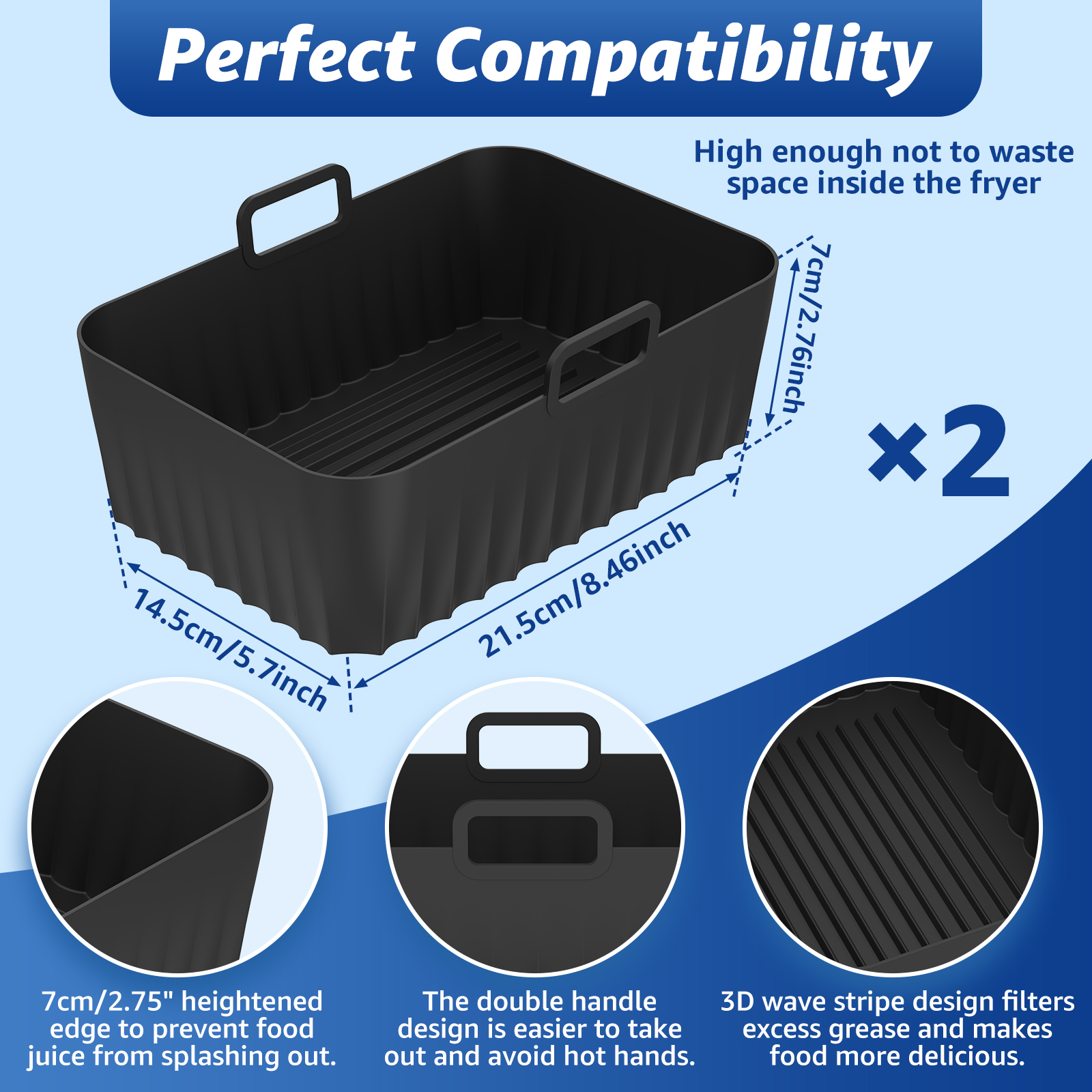 2Pcs Air Fryer Silicone Pot Ai - Kitchen Baking Pans 리뷰 및 가격