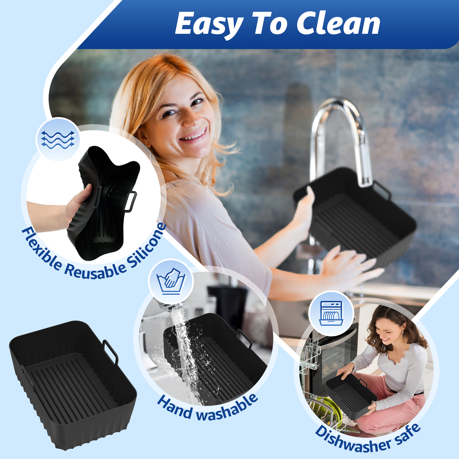 2Pcs Air Fryer Silicone Pot Ai - Kitchen Baking Pans 리뷰 및 가격