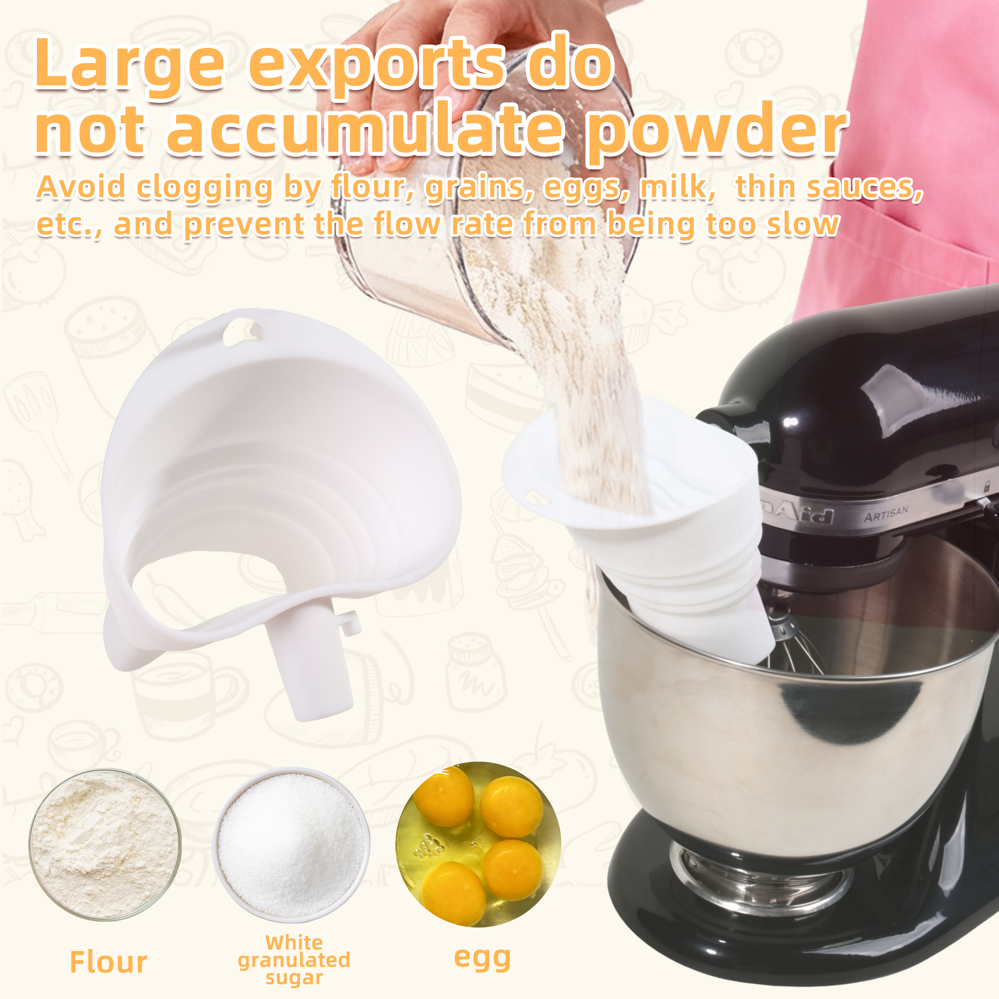 1/3pcs mix Silicone Flour Funn - Kitchen Aid Baking Mixer 리뷰 및 가격