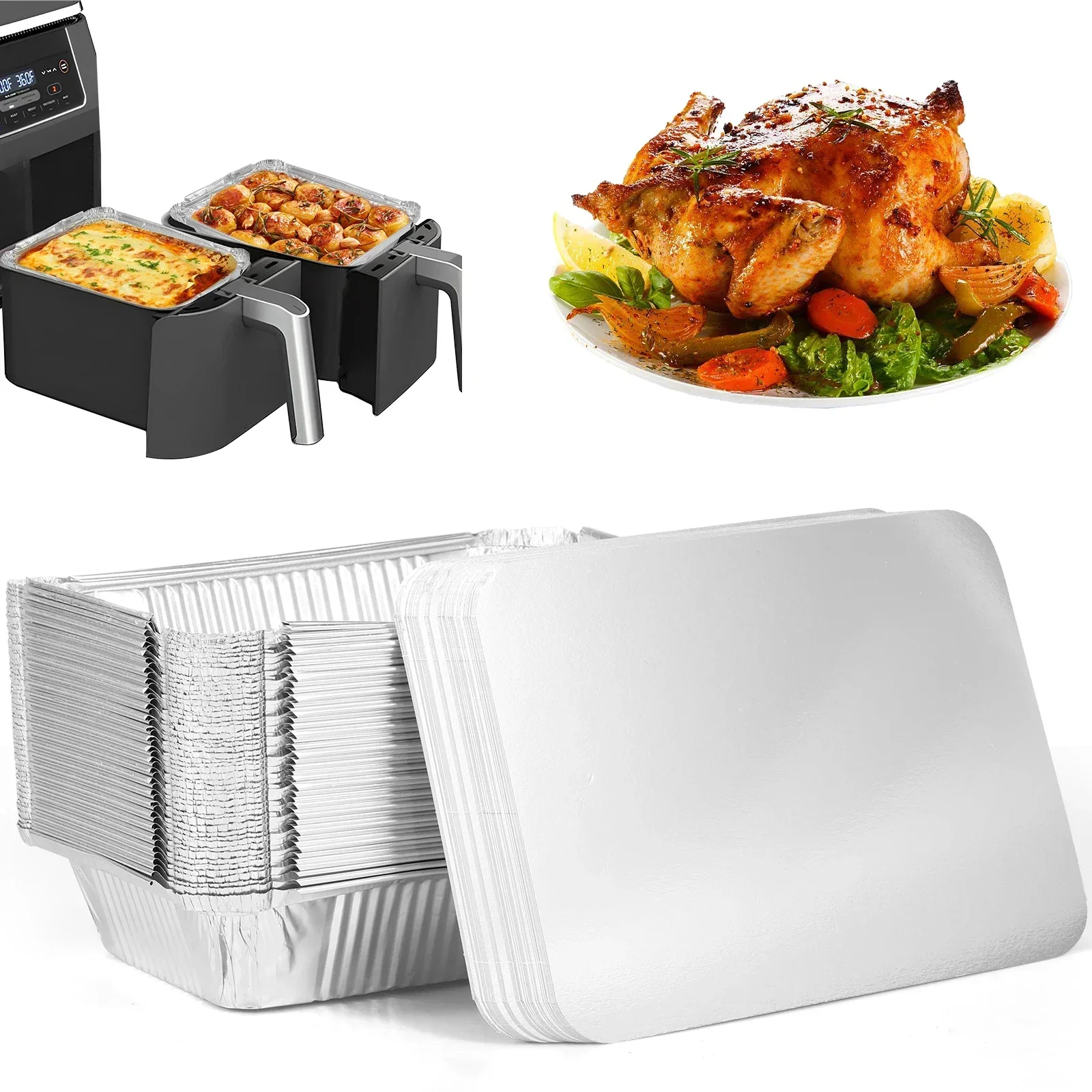 50/100pcs Aluminum Foil Trays  - Kitchen Baking Pan Set 리뷰 및 가격